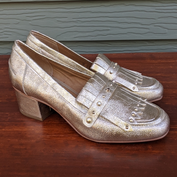 Franco Sarto metallic gold Lauryn loafers - Picture 4 of 8